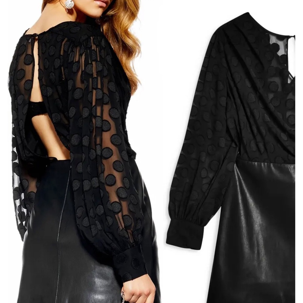 TOPSHOP Spot Mesh Wrap Dress